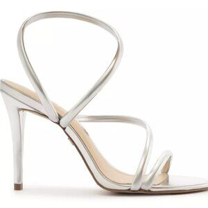 Arezzo Women's Mikayla High Stiletto Sandals Silver 5.5 B